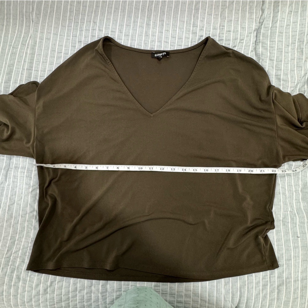 Express Olive Green Top Blouse Medium - Picture 5 of 5